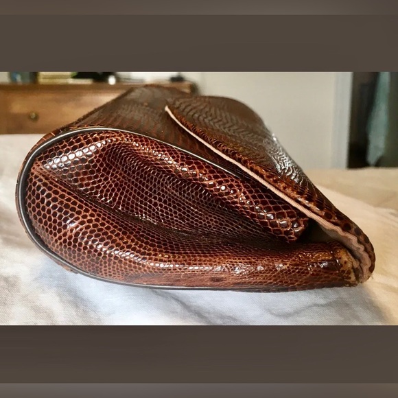 MCM reptile skin, brown/glossy clutch pristine EUC. Beautiful. Unique, 1950s - Picture 4 of 8